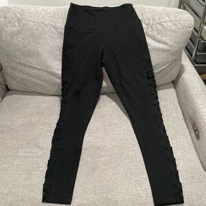 Black High-Waisted Leggings with Side Detailing